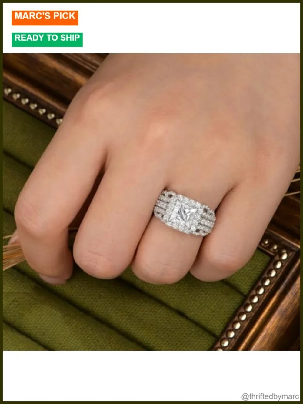 925 Sterling Silver Princess Cut Wedding Ring Set